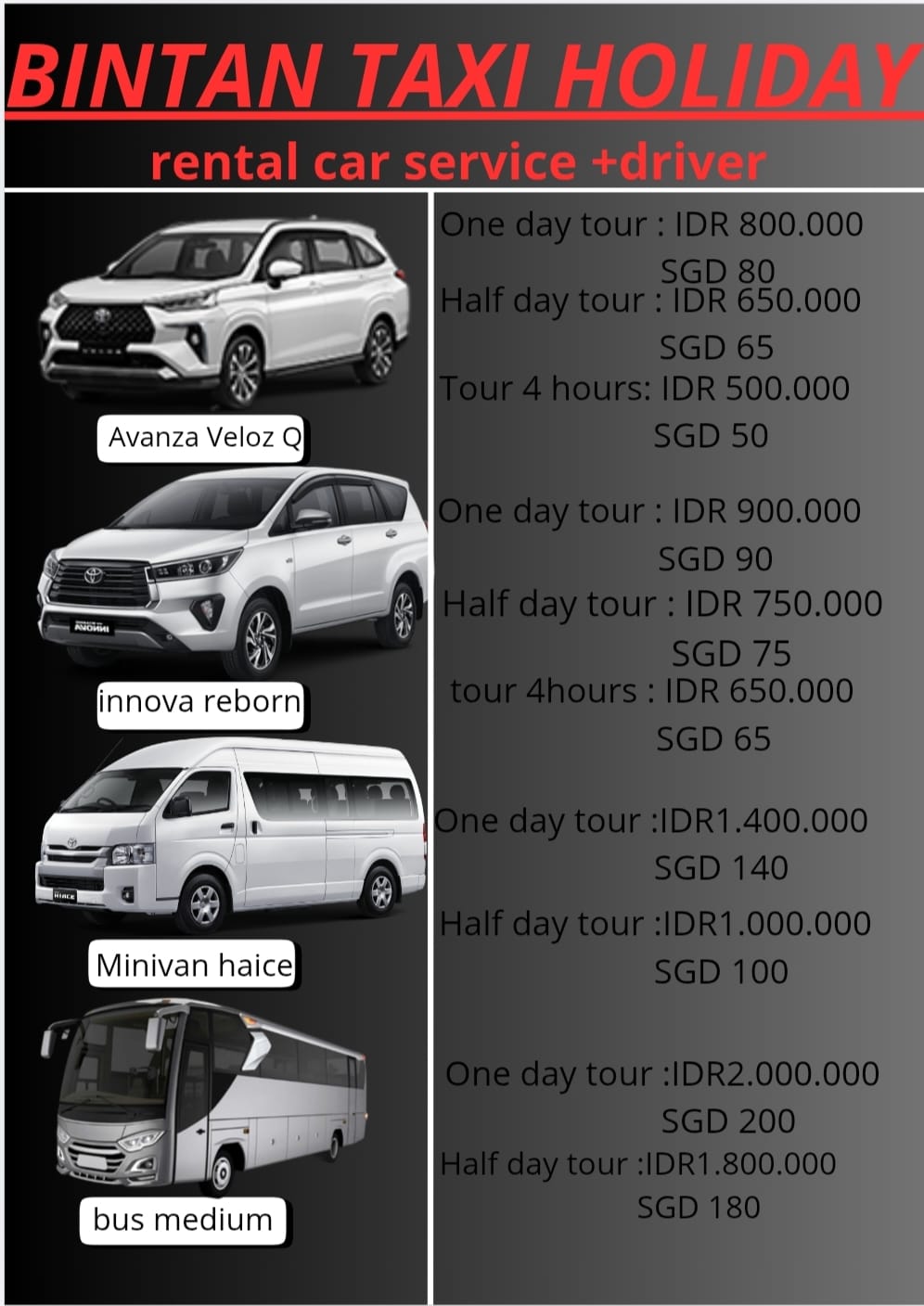 Image 7seater until 35-seater and available price rental car